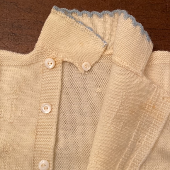 🎉Host Pick 🎉Precious Cream Colored Wool Anchor Motif Sweater with Blue Trim - Picture 6 of 9